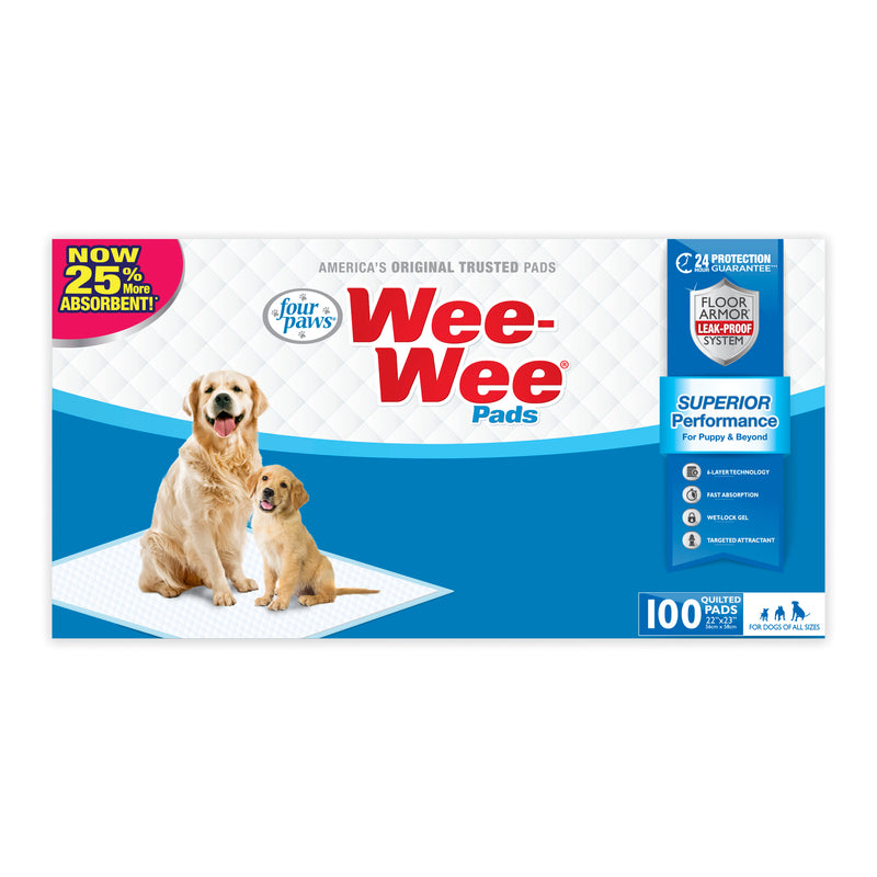 Four Paws Four Paws Wee-Wee Superior Performance Dog Pee Pads 100 Count, 22" x 23"