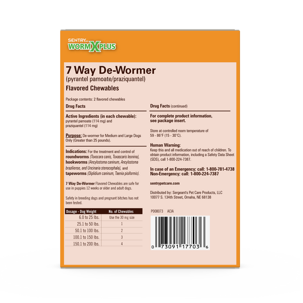 Sentry WormX Plus 7 Way DeWormer Dog Lrg 2CT Petsense