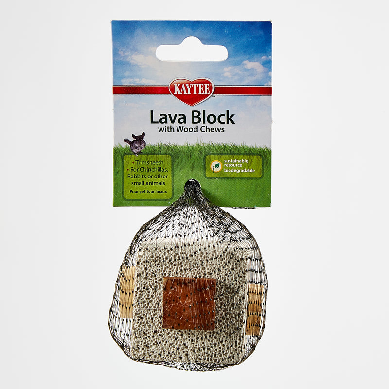 Kaytee Lava Block With Wood Chews 2.5 Inches x 2.5 Inches x 5 Inches