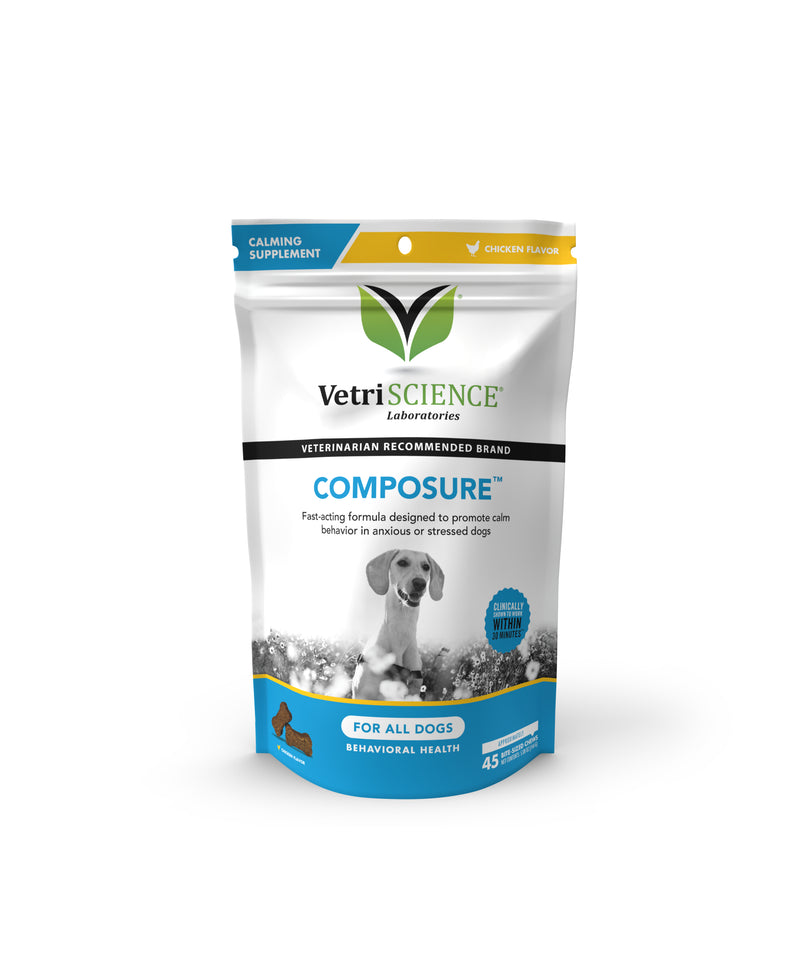 VetriScience Composure Calming Supplement for Dogs, Chew, Chicken Flavor 45 Count