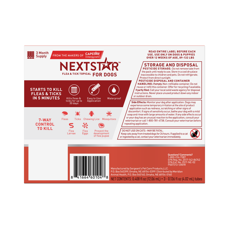 Nextstar Flea & Tick Topical Dog 89-132LB 3CT