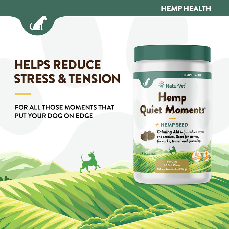 NaturVet Hemp Quiet Moments Plus Hemp Seed Soft Chew Calming Supplement Treats for Dogs