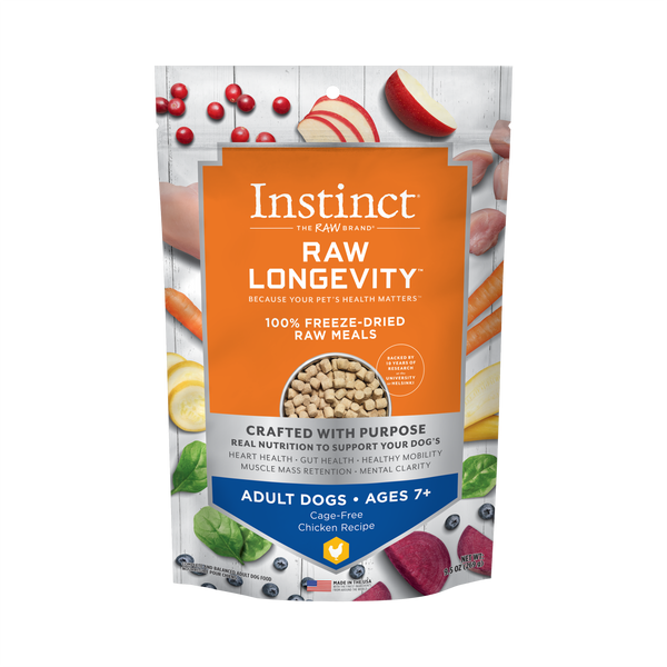 Instinct Raw Longevity Adult Ages 7+ Freeze-Dried Chicken Bites Dog Food,  9.5 oz. Bag