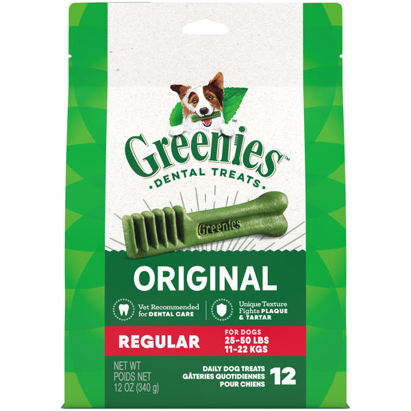 GREENIES Original Regular Natural Dental Care Dog Treats, 12 oz. Pack
