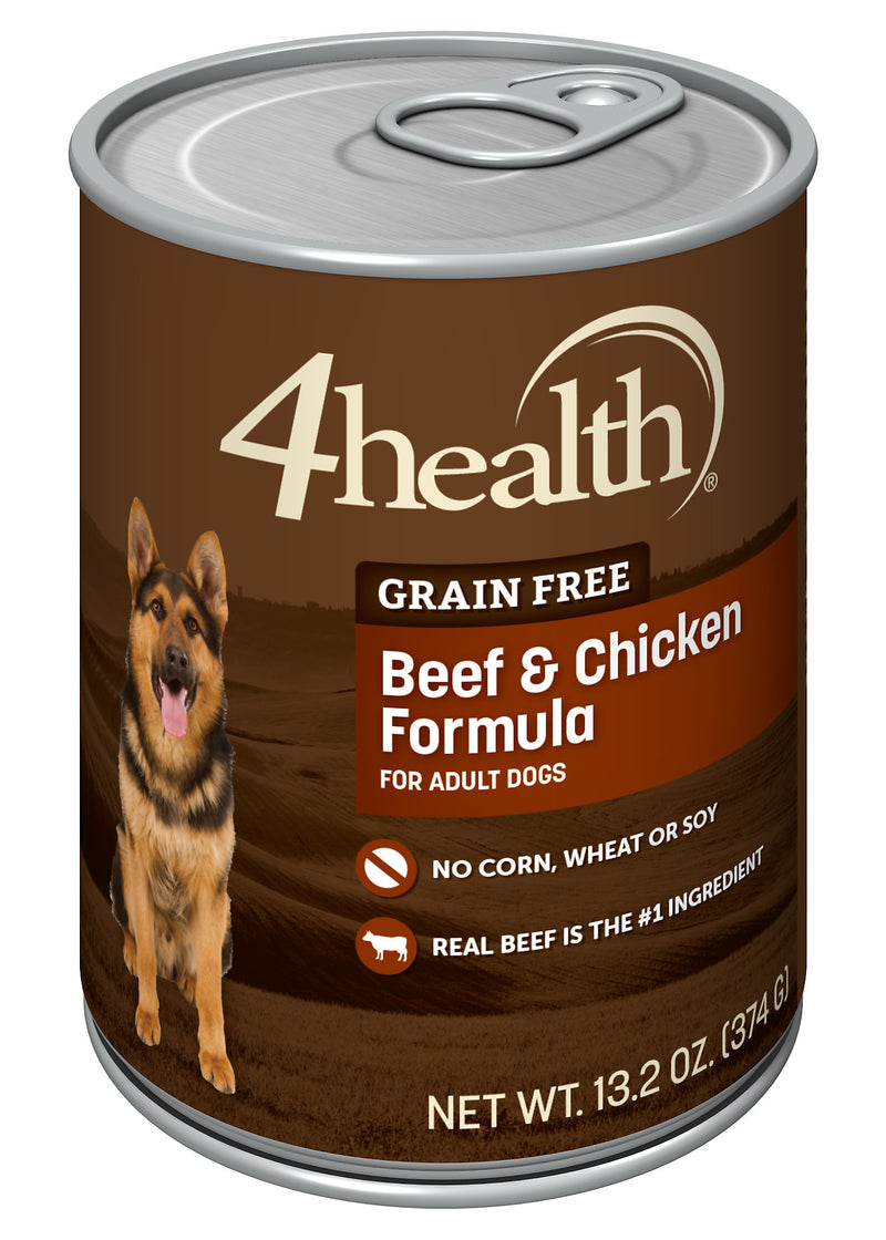 4health Grain Free Beef & Chicken Canned Dog Food, 13.2 oz.