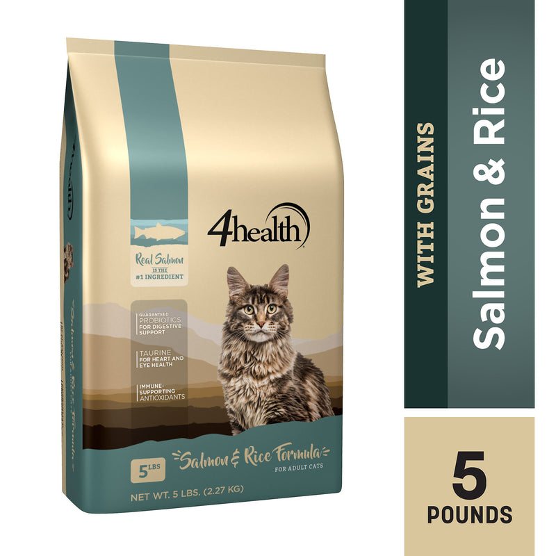 4health with Wholesome Grains Salmon & Rice Formula Dry Cat Food, 9822