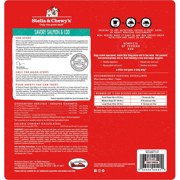 Stella Chewy's Freeze Dried Raw Savory Salmon Cod Meal Mixers