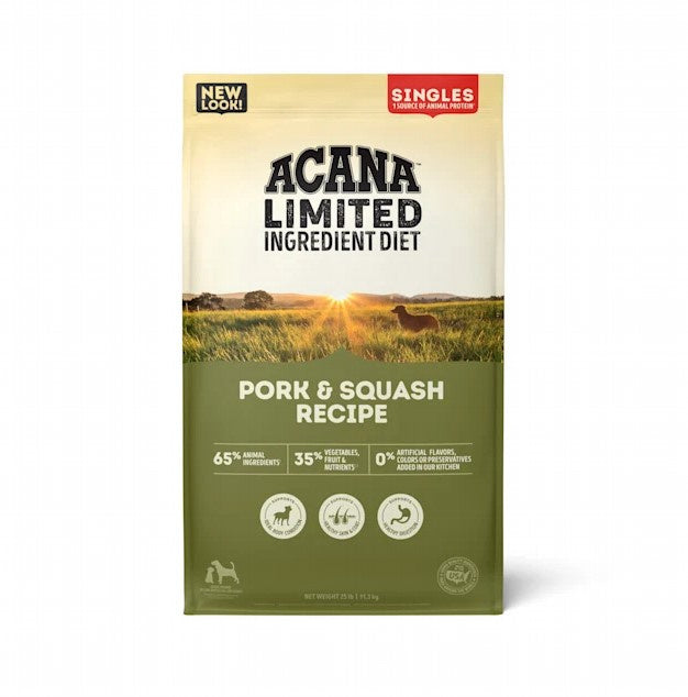 ACANA Singles, Pork & Squash Recipe, Limited Ingredient Diet Dry Dog Food