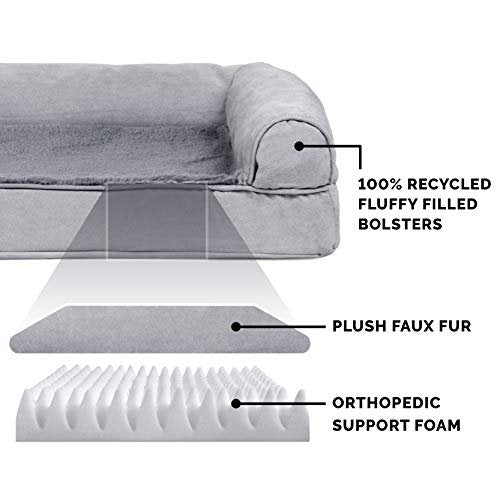 FurHaven Plush & Suede Orthopedic Sofa Dog Bed - Medium, Gray