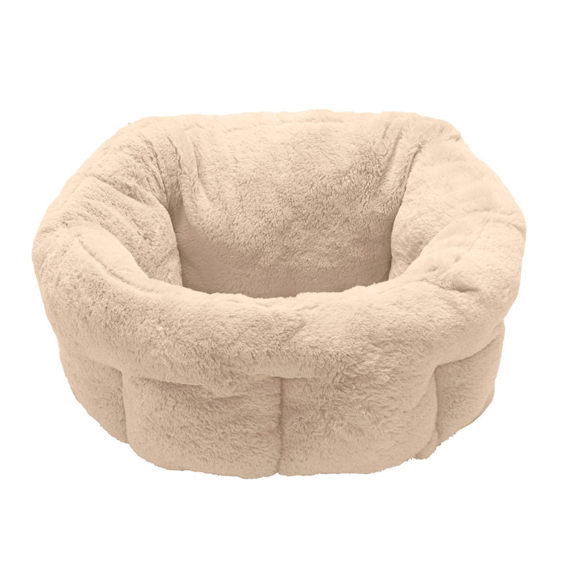 FurHaven Luxury Fur Warming Hi-Lo Cuddler Bed - Small 20", Cream