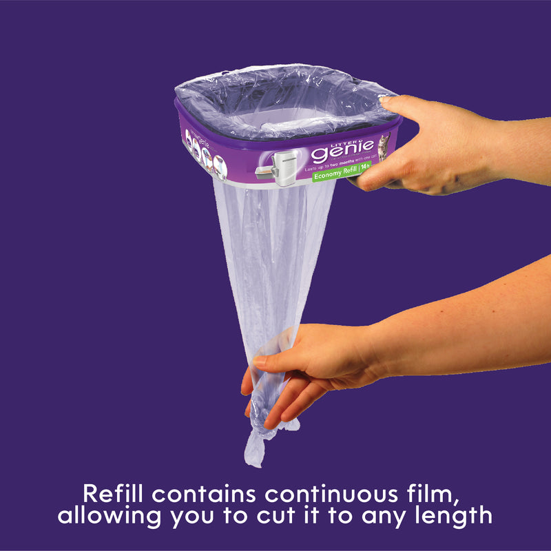 Refill contains continuous film, allowing you to cut it to any length.