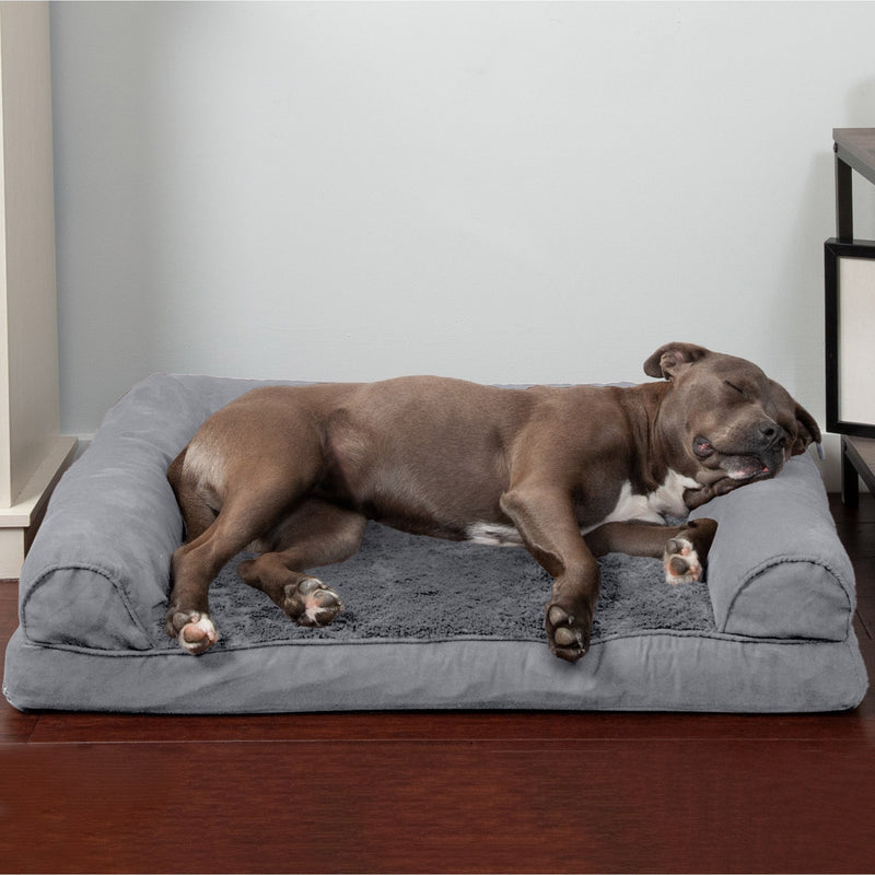FurHaven Plush & Suede Orthopedic Sofa Dog Bed - Large, Gray