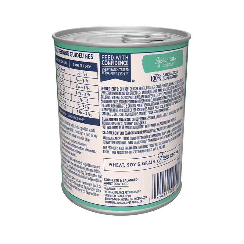 Natural Balance Limited Ingredient Wet Dog Food, Chicken & Sweet Potato Recipe, 13 oz.