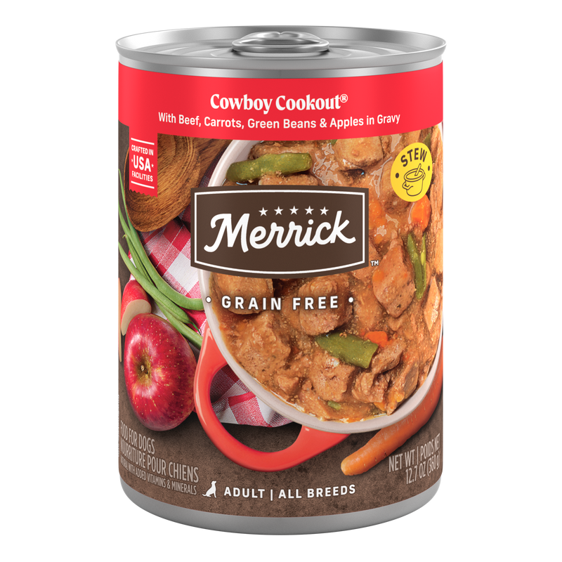 Merrick Grain Free Wet Dog Food, Premium And Wholesome Gluten Free Canned Adult Dog Food, Cowboy Cookout