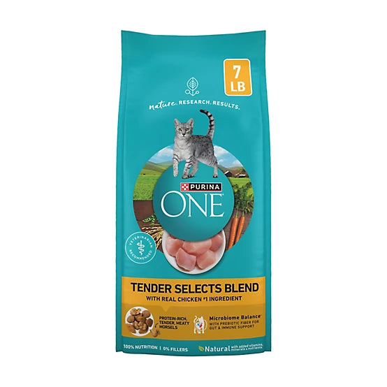 Purina ONE Tender Selects Adult Indoor/Outdoor Chicken Recipe Natural Dry Cat Food, 7lb