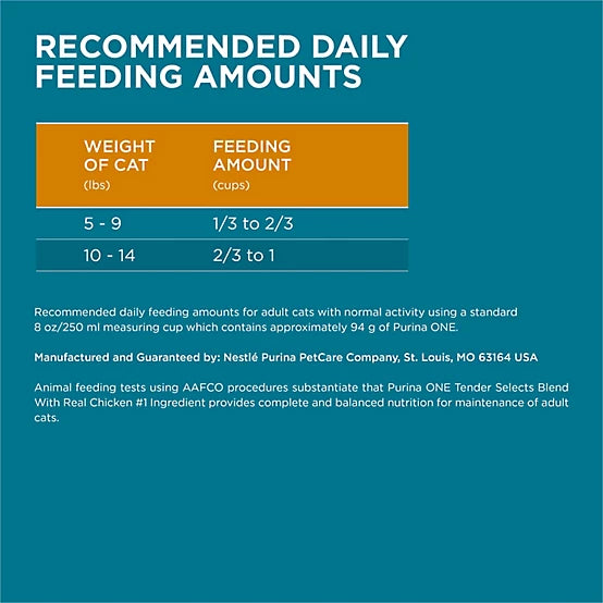 Purina ONE Tender Selects Adult Indoor/Outdoor Chicken Recipe Natural Dry Cat Food, 7lb