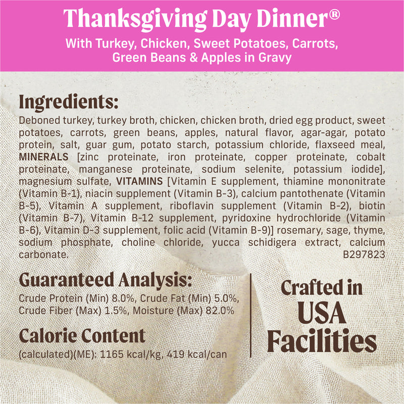 Merrick Grain Free Wet Dog Food, Premium Gluten Free Canned Adult Dog Food, Thanksgiving Day Dinner