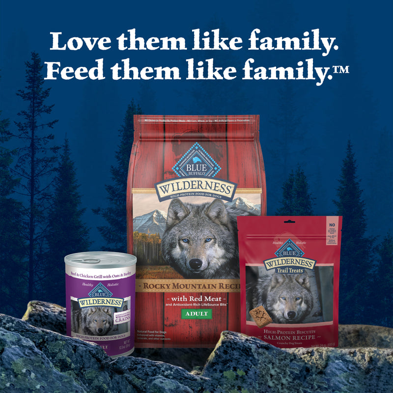 Blue Buffalo Wilderness Adult Wet Dog Food, High-Protein & Grain-Free, Made with Natural Ingredients, Turkey & Chicken Grill, 12.5-oz. Can
