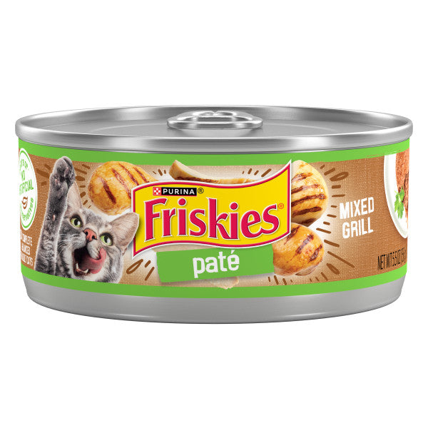 Purina Friskies Canned Wet Cat Food, Pate Mixed Grill, High Protein, Essential Vitamins and Minerals - 5.5 oz. Can