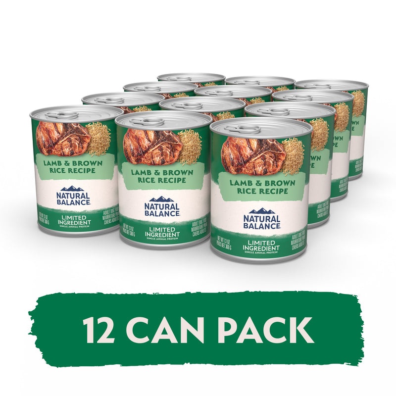 Natural Balance Limited Ingredient Wet Dog Food, Lamb & Brown Rice Recipe, 13 oz.