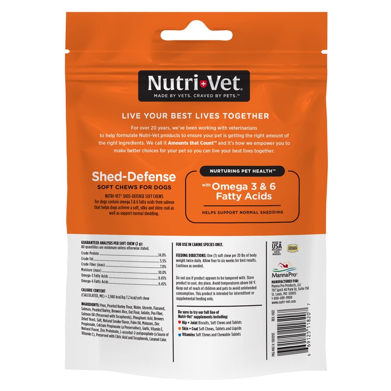 Nutri-Vet Shed Defense Soft Chews for Dogs, 60 Soft Chews