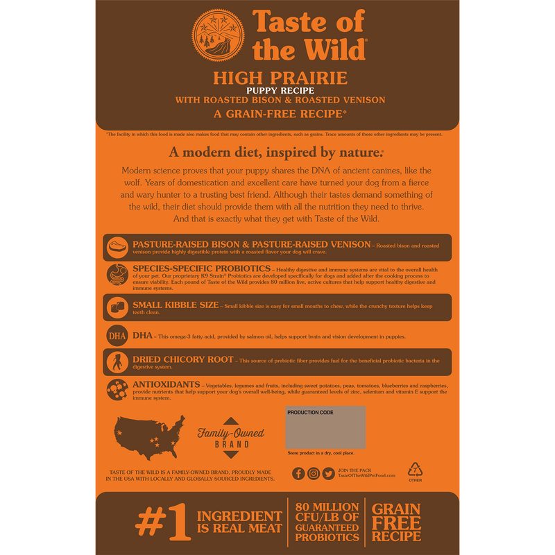 Taste of the Wild High Prairie Puppy Recipe with Roasted Bison and Roasted Venison
