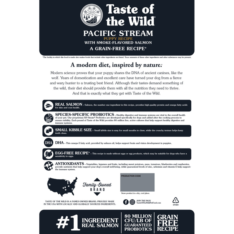 Taste of the Wild Pacific Stream Puppy Recipe with Smoke-Flavored Salmon Dry Dog Food