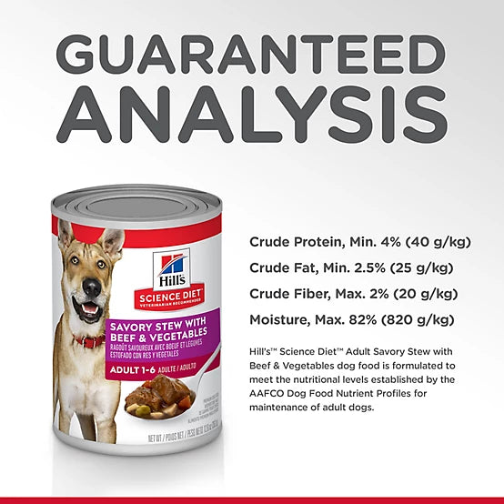 Hill's Science Diet Adult Beef and Vegetable Savory Stew Wet Dog Food, 12.8 oz.