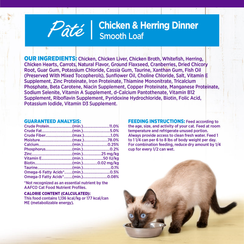Wellness Complete Health Pate Adult Wet Cat Food, Protein-Rich, Grain Free, 5.5 Ounce (Chicken & Herring)