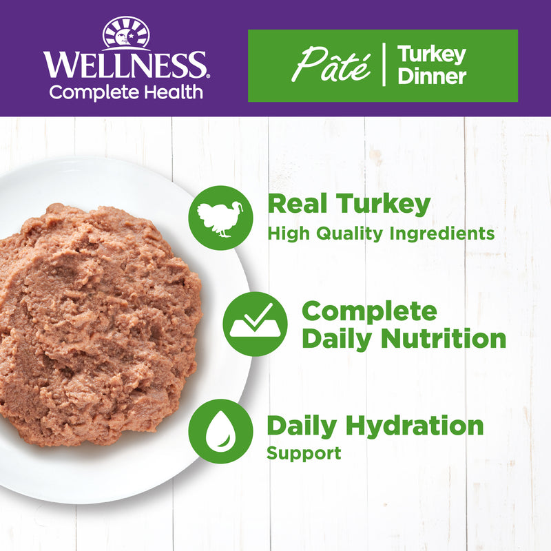 Wellness Complete Health Pate Adult Wet Cat Food, Protein-Rich, Grain-Free, 3 Ounce  (Turkey)