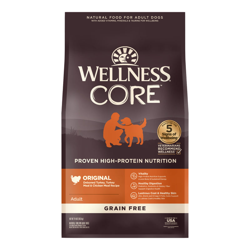 Wellness CORE Natural Grain Free Dry Dog Food, Original Turkey & Chicken, 24-Pound Bag