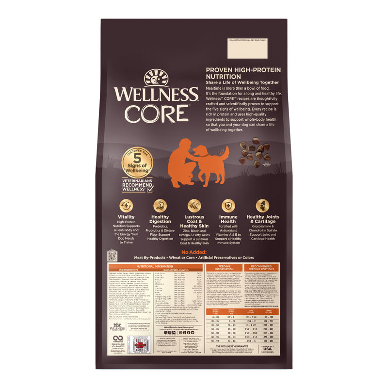 Wellness CORE Natural Grain Free Dry Dog Food, Original Turkey & Chicken, 24-Pound Bag