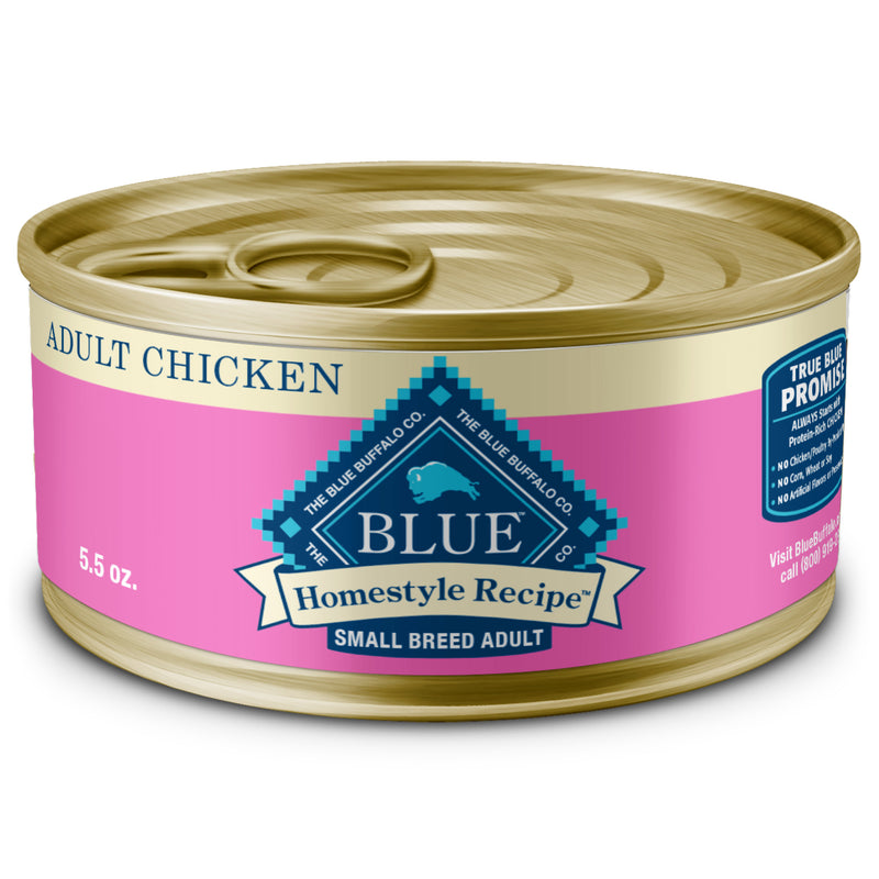 Blue Buffalo Homestyle Recipe Adult Small Breed Wet Dog Food, Made with Natural Ingredients, Chicken Recipe, 5.5-oz. Can