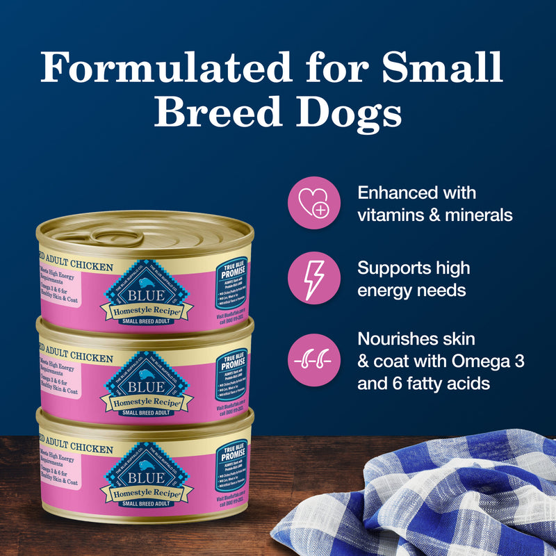 Blue Buffalo Homestyle Recipe Adult Small Breed Wet Dog Food, Made with Natural Ingredients, Chicken Recipe, 5.5-oz. Can