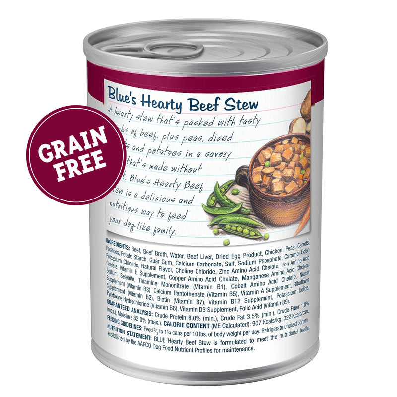 Blue Buffalo Blue's Stew Grain-Free Wet Dog Food, Made with Natural Ingredients, Hearty Beef Stew, 12.5-oz. Can