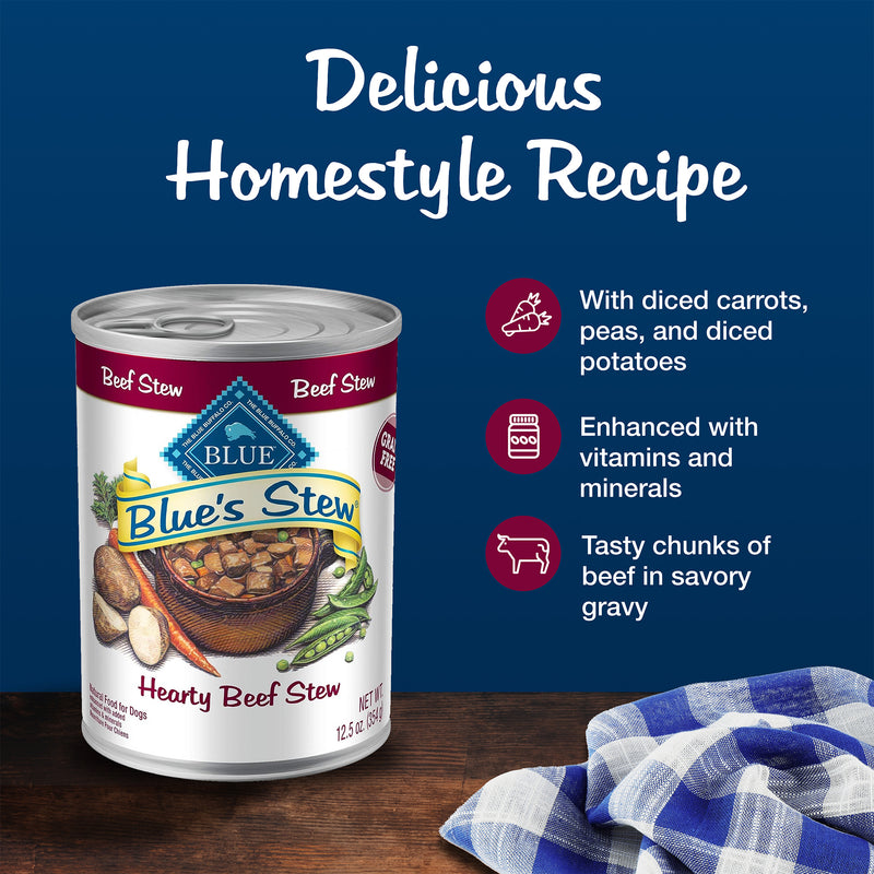 Blue Buffalo Blue's Stew Grain-Free Wet Dog Food, Made with Natural Ingredients, Hearty Beef Stew, 12.5-oz. Can