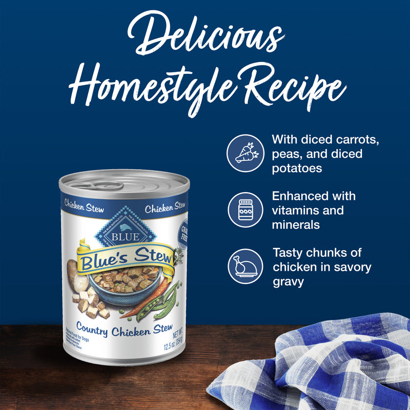 Blue Buffalo Blue's Stew Natural Wet Dog Food, Made with Natural Ingredients, Country Chicken Stew, 12.5-oz. Can