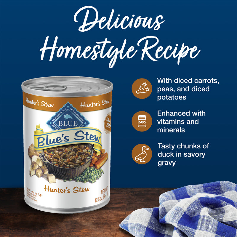 Blue Buffalo Blue's Stew Natural Wet Dog Food, Made with Natural Ingredients, Hunter's Stew, 12.5-oz. Can