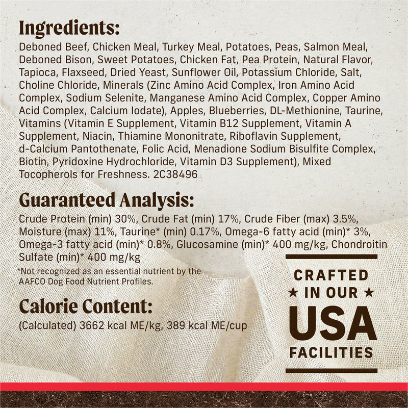 Merrick Premium Grain Free Dry Adult Dog Food, Wholesome And Natural Kibble With Beef, Bison And Sweet Potato