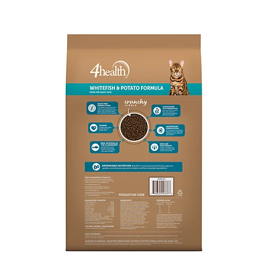 4health Grain Free Adult Indoor/Outdoor Whitefish and Potato Formula Dry Cat Food, 16lb