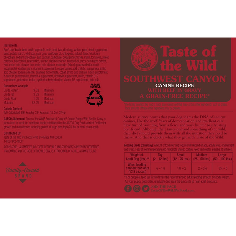 Taste of the Wild Southwest Canyon Canine Recipe with Beef in Gravy