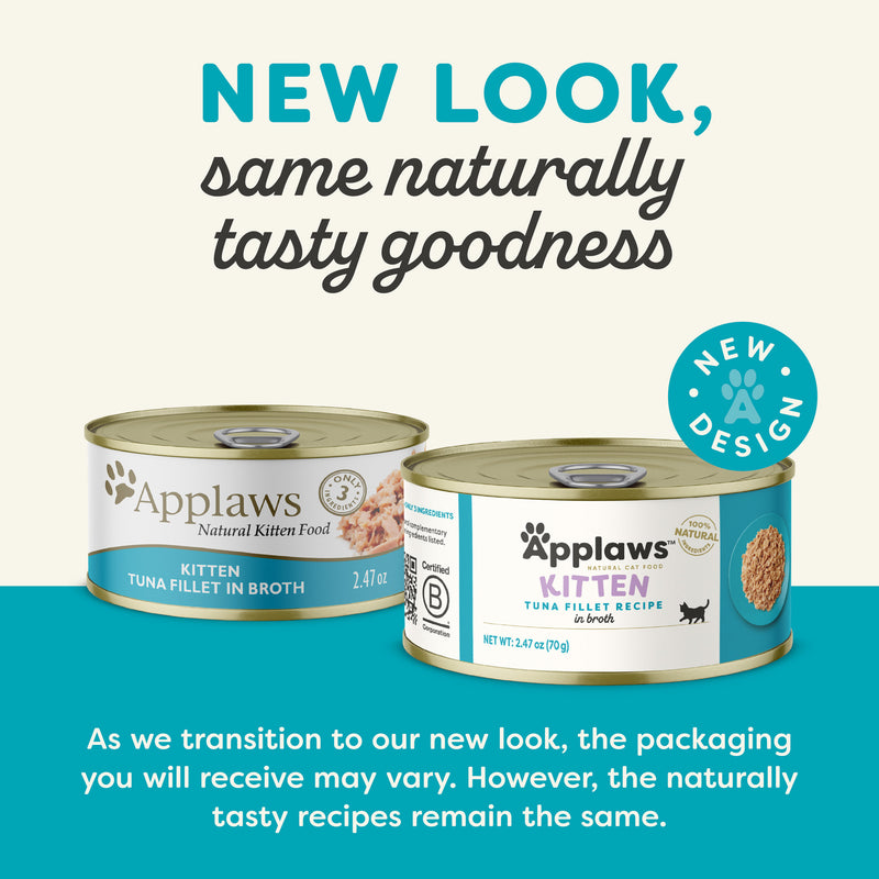Applaws Kitten Tuna Fillet Recipe in Broth Wet Cat Food 2.47oz Can