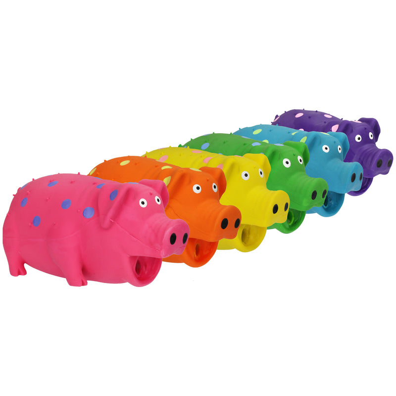 Multipet Globlets Latex Pig Assorted Colors Dog Toy