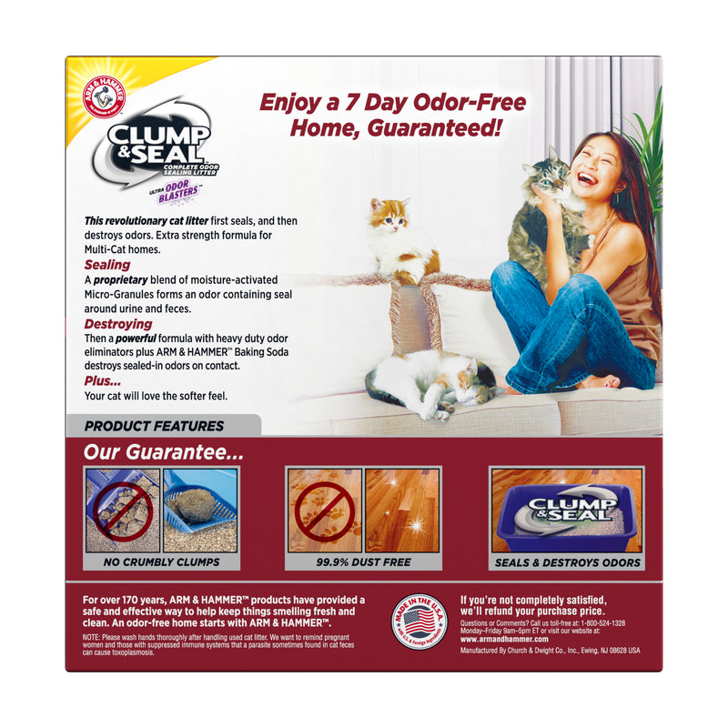 ARM & HAMMER Clump & Seal Multi-Cat Complete Odor Sealing Clumping Cat Litter, 14 lb