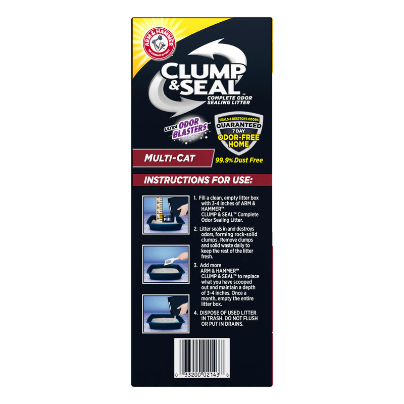 ARM & HAMMER Clump & Seal Multi-Cat Complete Odor Sealing Clumping Cat Litter, 14 lb