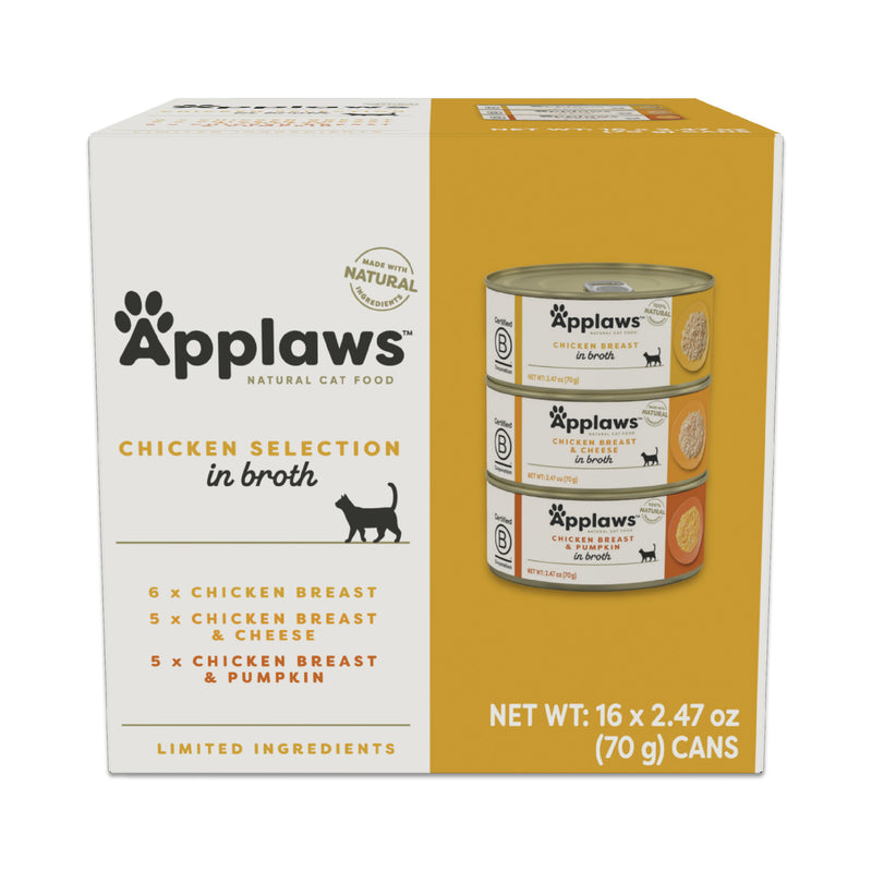 Applaws Chicken Broth Selection Wet Cat Food 3 Flavor Multipack, 16-ct 2.47oz Cans