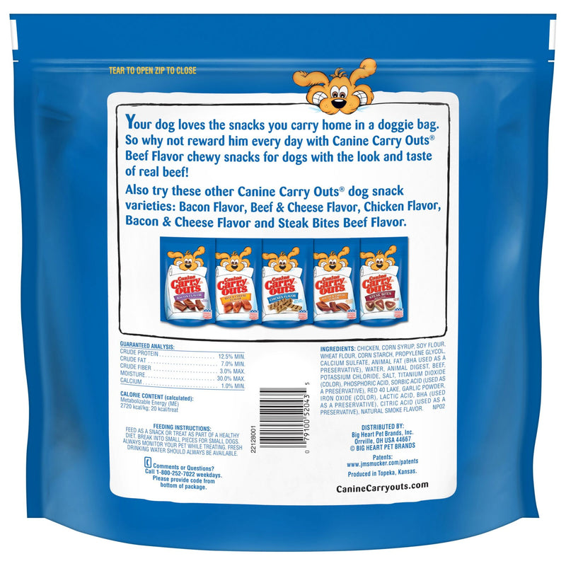 Canine Carry Outs Beef Flavor Dog Treats Back of Package