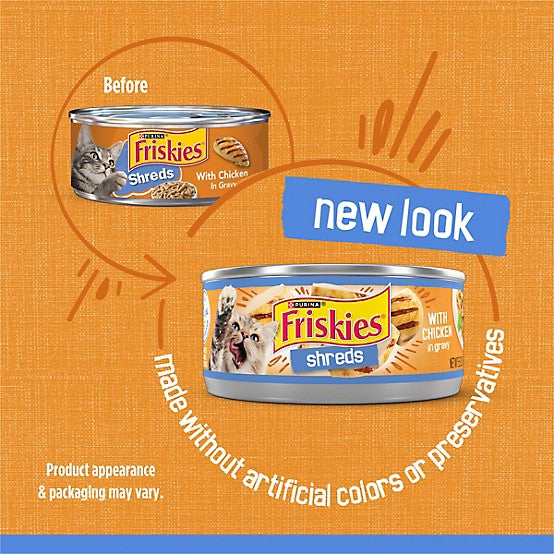 Purina Friskies Adult Shreds with Chicken in Gravy Wet Cat Food, 5.5 oz.