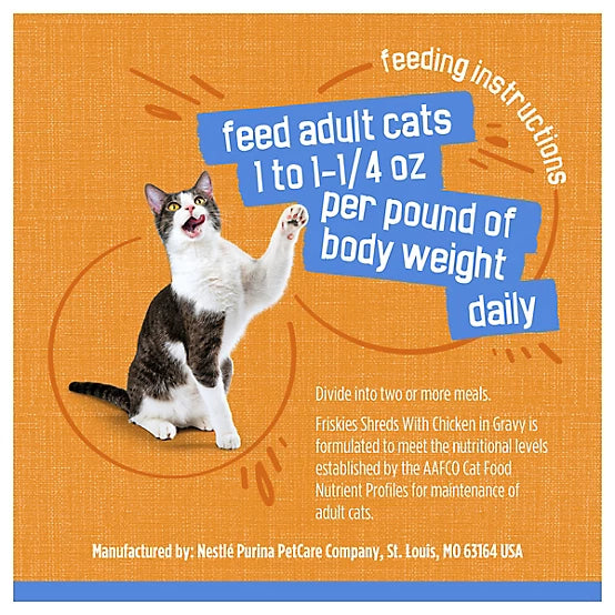 Purina Friskies Adult Shreds with Chicken in Gravy Wet Cat Food, 5.5 oz.