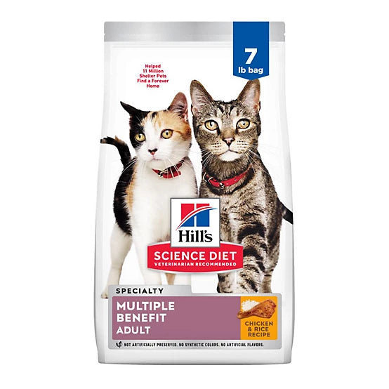 Hill's Science Diet Multi-Cat Adult Multiple Benefit Chicken Recipe Dry Cat Food, 7lb